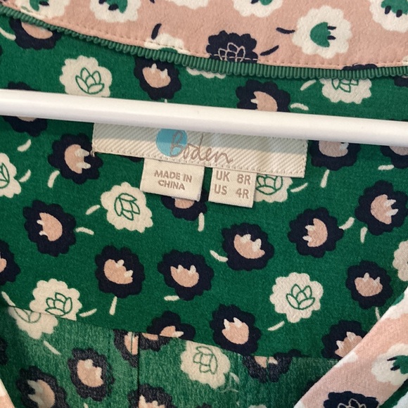 Boden Mollie dress mod floral print green peach navy tea bohemian 4R - Picture 3 of 6